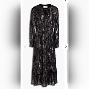 BA&SH Sophie metallic fil coupé silk-blend georgette midi dress Size XS